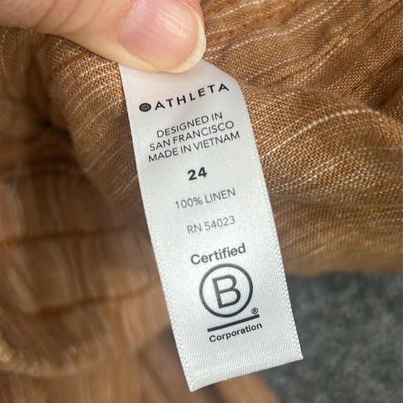 NWT Athleta Cabo Linen Textured Wide Leg Pant, Rain Dance Light Brown SIZE 24 - Picture 9 of 13